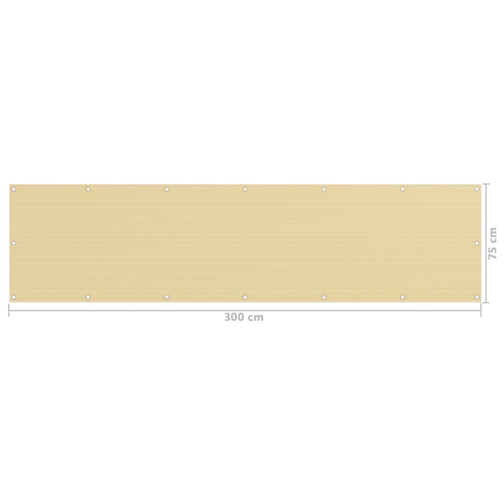 Balcony Screen Beige 75x300 cm HDPE