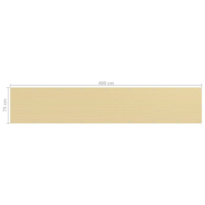Balcony Screen Beige 75x400 cm HDPE