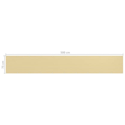 Balcony Screen Beige 75x500 cm HDPE