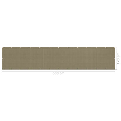 Balcony Screen Taupe 120x600 cm HDPE
