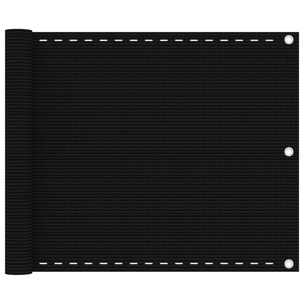 Balcony Screen Black 75x600 cm HDPE