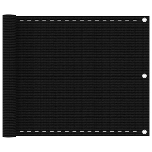 Balcony Screen Black 75x600 cm HDPE