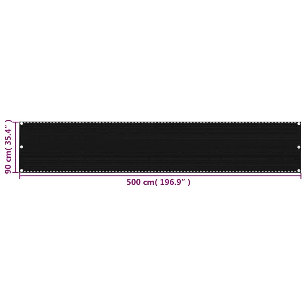 Balcony Screen Black 90x500 cm HDPE