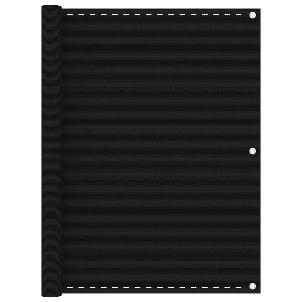 Balcony Screen Black 120x600 cm HDPE