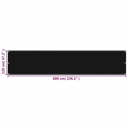 Balcony Screen Black 120x600 cm HDPE