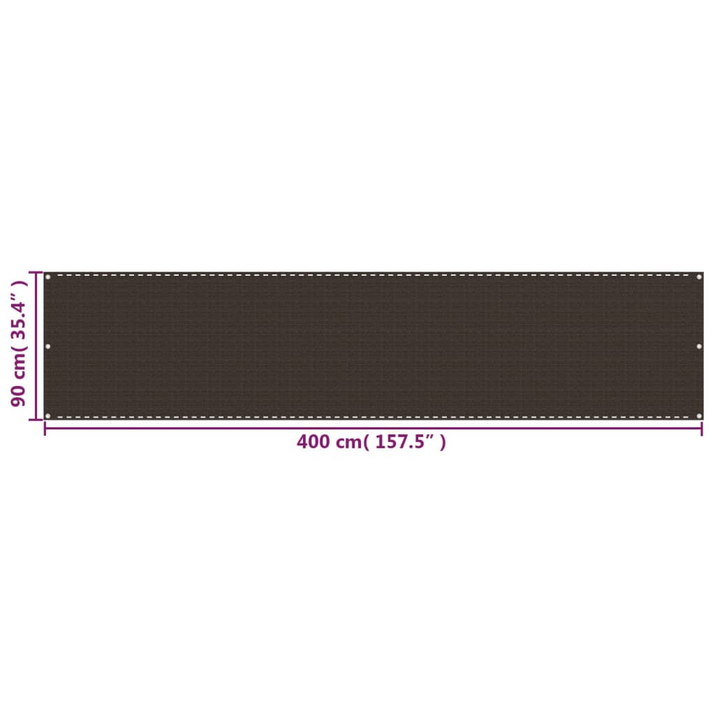 Balcony Screen Brown 90x400 cm HDPE