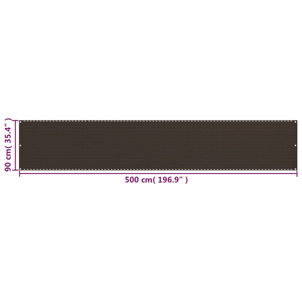 Balcony Screen Brown 90x500 cm HDPE
