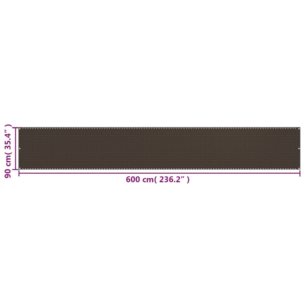 Balcony Screen Brown 90x600 cm HDPE