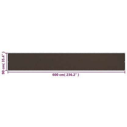 Balcony Screen Brown 90x600 cm HDPE