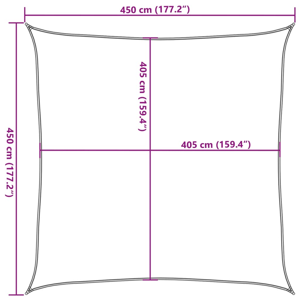 Sunshade Sail 160 g/m² Anthracite 4.5x4.5 m HDPE