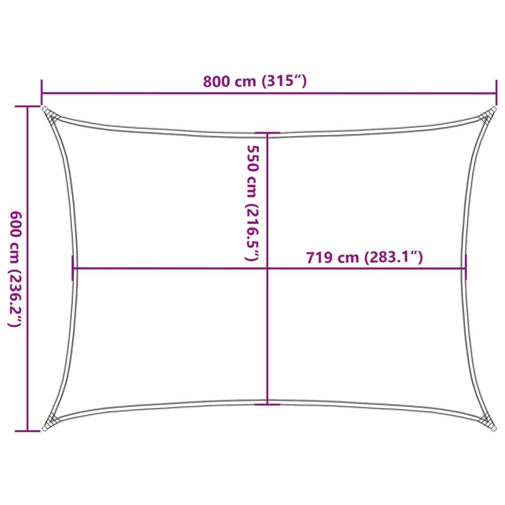 Sunshade Sail 160 g/m² Anthracite 6x8 m HDPE