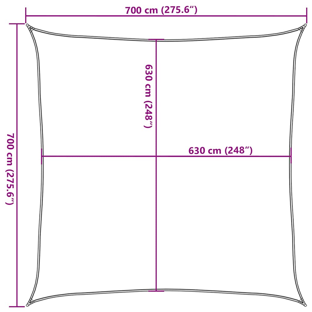 Sunshade Sail 160 g/m² Beige 7x7 m HDPE