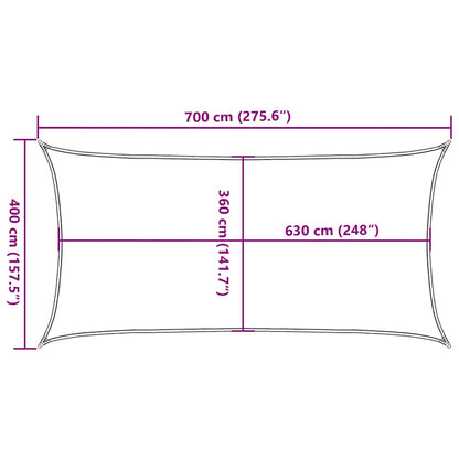 311135 vidaXL Sunshade Sail 160 g/m² Beige 4x7 m HDPE