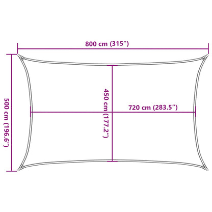 Sunshade Sail 160 g/m² Beige 5x8 m HDPE
