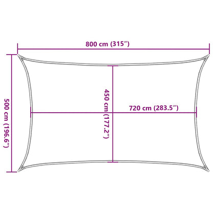 311138 vidaXL Sunshade Sail 160 g/m² Beige 5x8 m HDPE