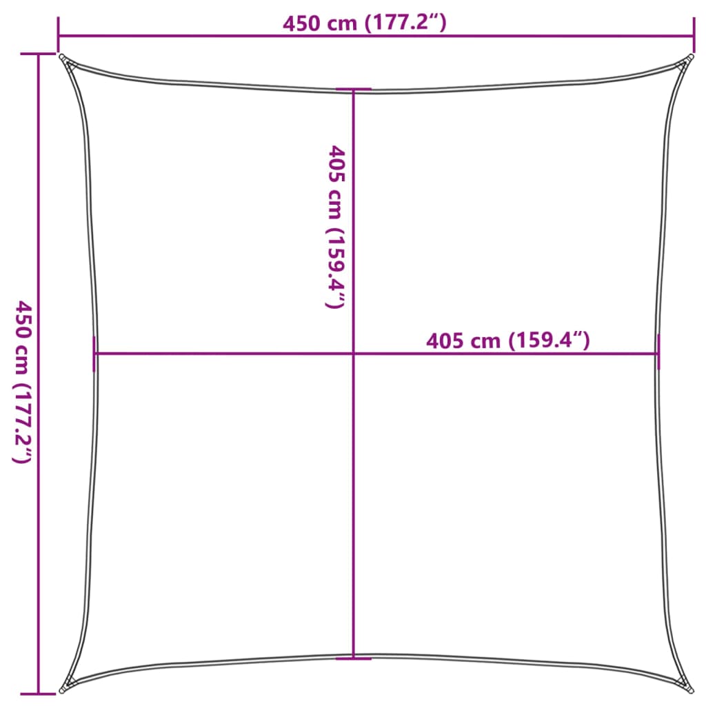 Sunshade Sail 160 g/m² Cream 4.5x4.5 m HDPE