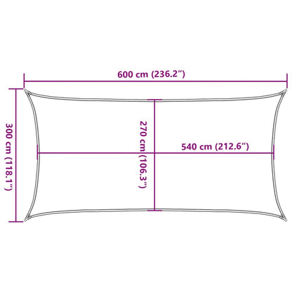 Sunshade Sail 160 g/m² White 3x6 m HDPE