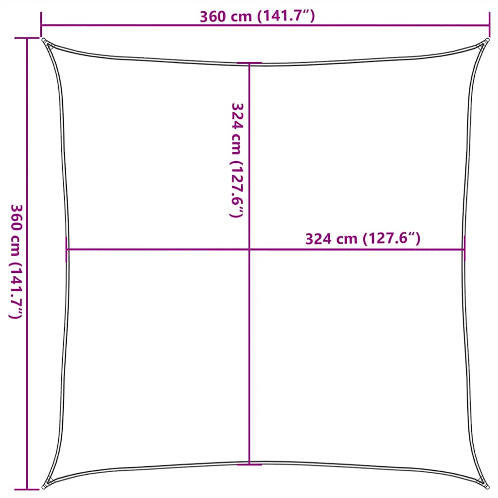 Sunshade Sail 160 g/m² Taupe 3.6x3.6 m HDPE
