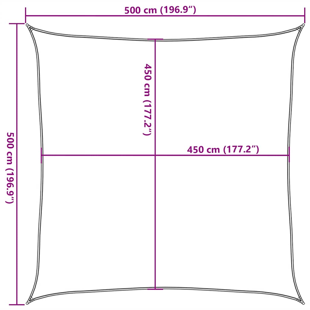 Sunshade Sail 160 g/m² Taupe 5x5 m HDPE