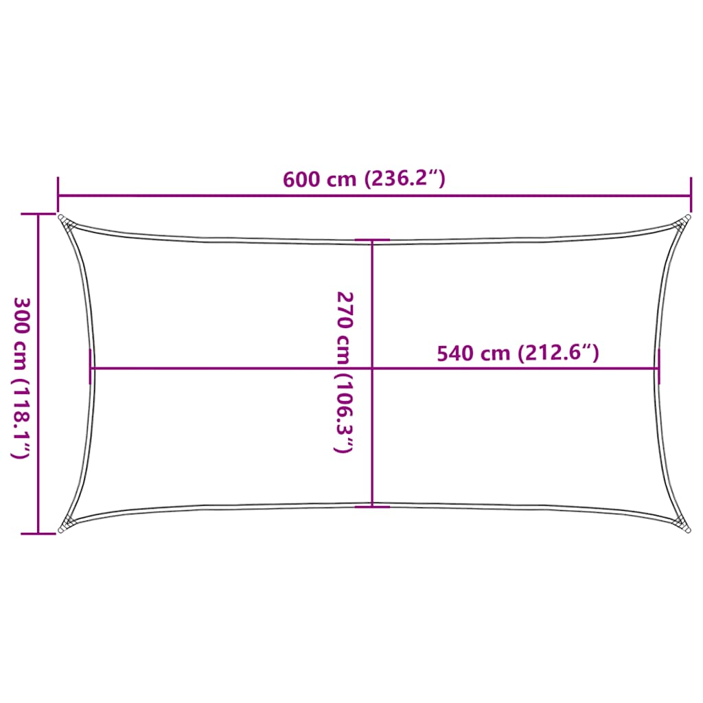 Sunshade Sail 160 g/m² Taupe 3x6 m HDPE