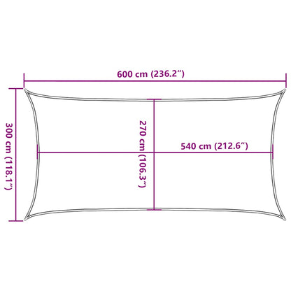 Sunshade Sail 160 g/m² Taupe 3x6 m HDPE