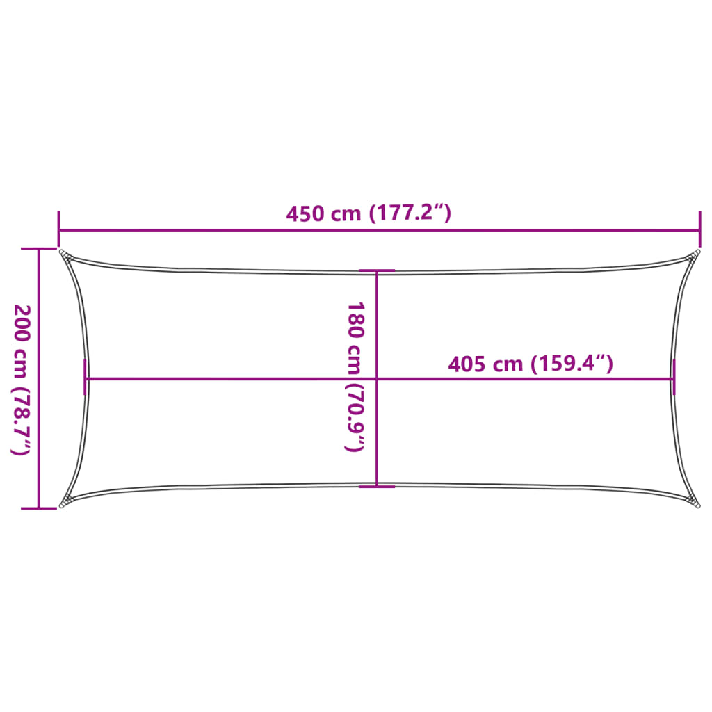Sunshade Sail 160 g/m² Dark Green 2x4.5 m HDPE