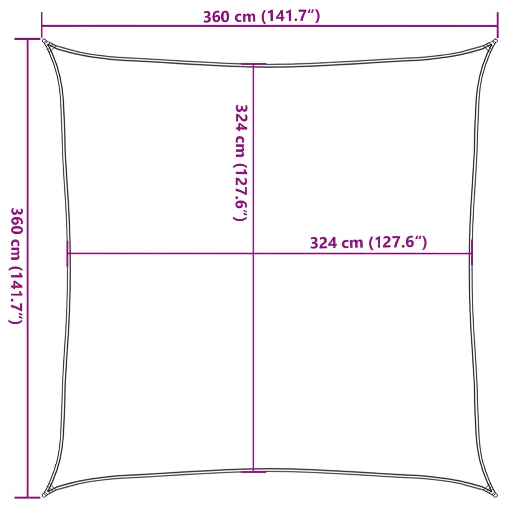 Sunshade Sail 160 g/m² Yellow 3.6x3.6 m HDPE