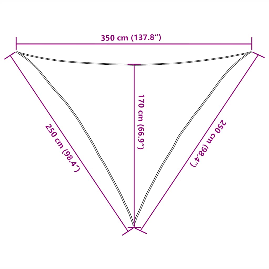 Sunshade Sail 160 g/m² Triangular Yellow 2.5x2.5x3.5 m HDPE