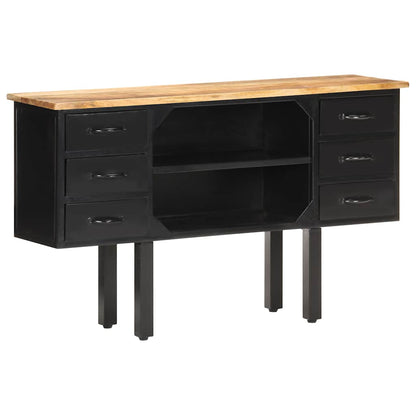 321571 vidaXL Sideboard 110x30x65 cm Solid Rough Mango Wood and Steel
