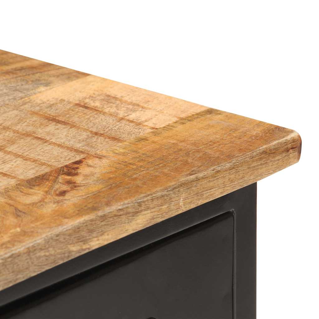 321571 vidaXL Sideboard 110x30x65 cm Solid Rough Mango Wood and Steel