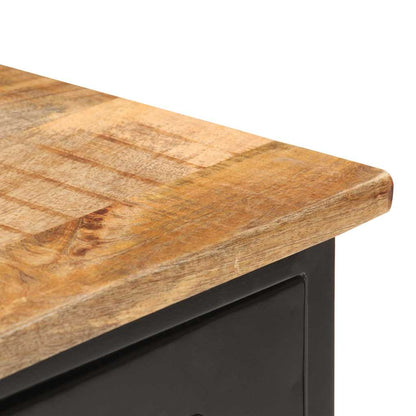321571 vidaXL Sideboard 110x30x65 cm Solid Rough Mango Wood and Steel