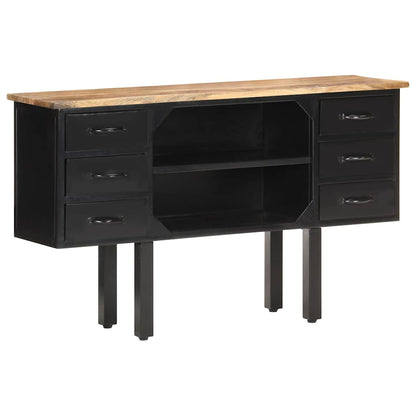321571 vidaXL Sideboard 110x30x65 cm Solid Rough Mango Wood and Steel