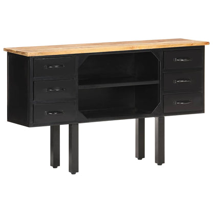 321571 vidaXL Sideboard 110x30x65 cm Solid Rough Mango Wood and Steel
