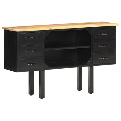 321571 vidaXL Sideboard 110x30x65 cm Solid Rough Mango Wood and Steel