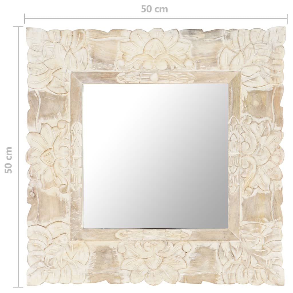 Mirror White 50x50 cm Solid Mango Wood