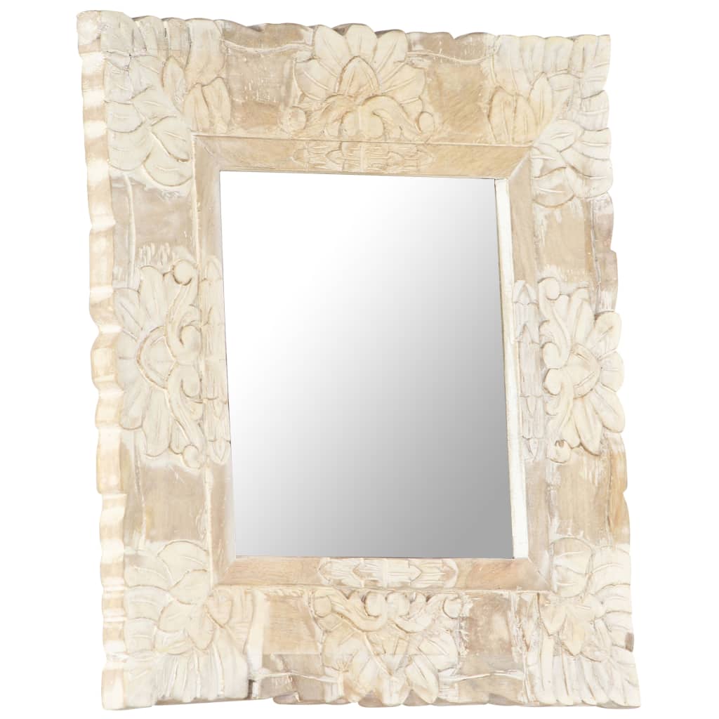 Mirror White 50x50 cm Solid Mango Wood