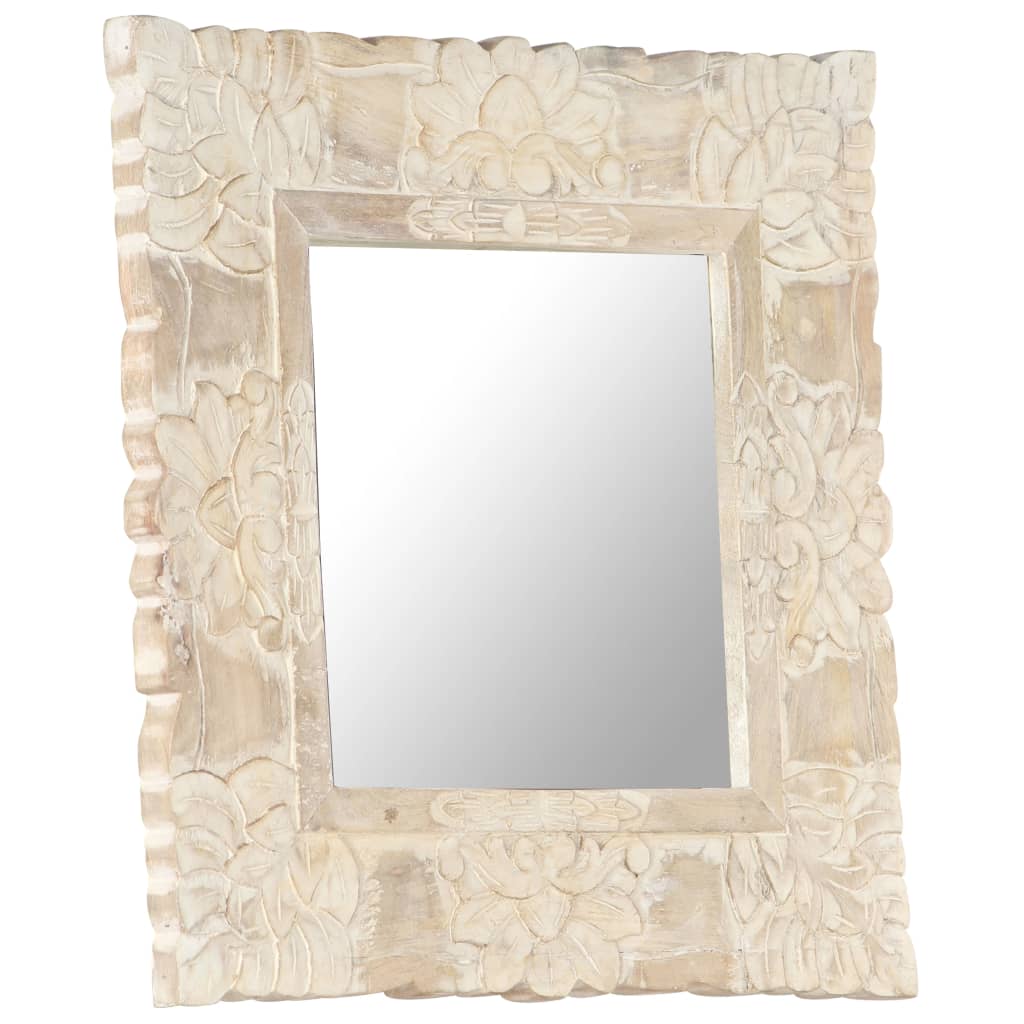 Mirror White 50x50 cm Solid Mango Wood