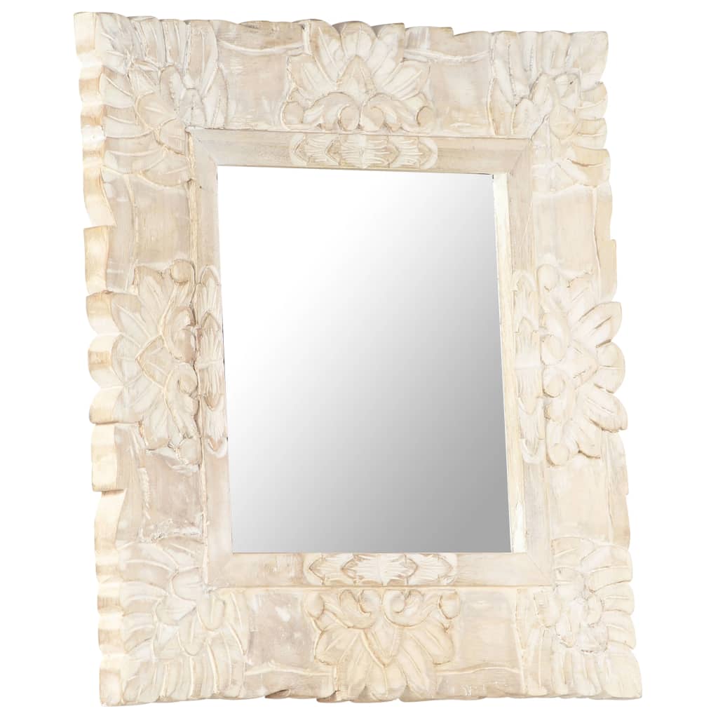 Mirror White 50x50 cm Solid Mango Wood