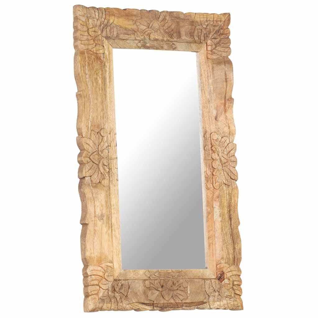Mirror | Natural wood | Solid mango wood | 80 x 50 cm | Decorative Inlays