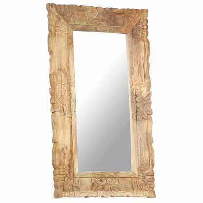 Mirror | Natural wood | Solid mango wood | 80 x 50 cm | Decorative Inlays