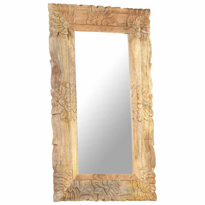 Mirror | Natural wood | Solid mango wood | 80 x 50 cm | Decorative Inlays