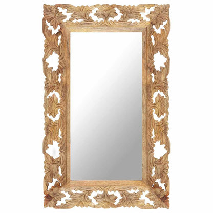 321639 vidaXL Hand Carved Mirror Brown 80x50 cm Solid Mango Wood