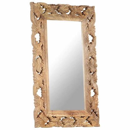 321639 vidaXL Hand Carved Mirror Brown 80x50 cm Solid Mango Wood