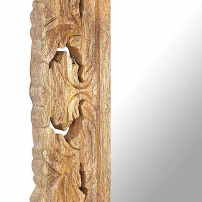 321639 vidaXL Hand Carved Mirror Brown 80x50 cm Solid Mango Wood
