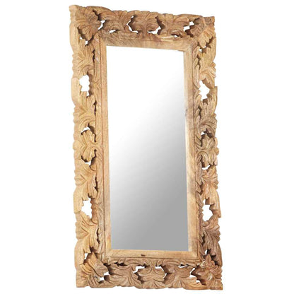 321639 vidaXL Hand Carved Mirror Brown 80x50 cm Solid Mango Wood