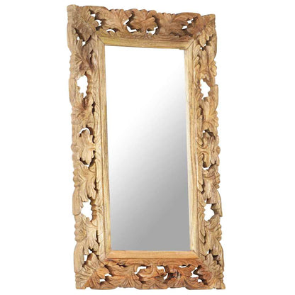 321639 vidaXL Hand Carved Mirror Brown 80x50 cm Solid Mango Wood