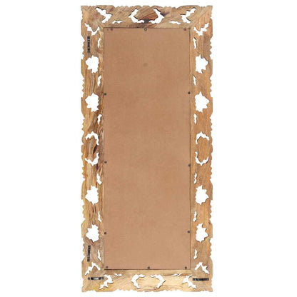 321640 vidaXL Hand Carved Mirror Brown 110x50 cm Solid Mango Wood