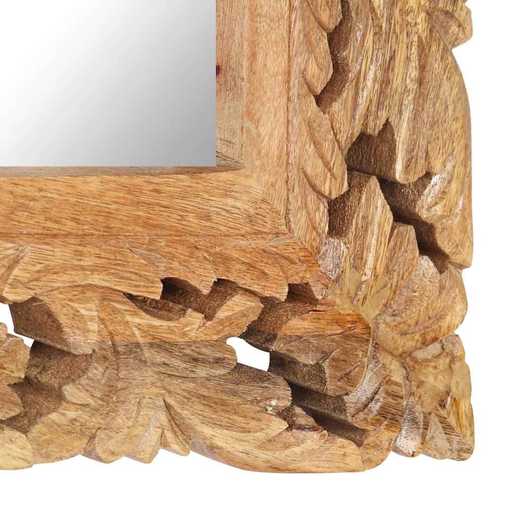 321640 vidaXL Hand Carved Mirror Brown 110x50 cm Solid Mango Wood