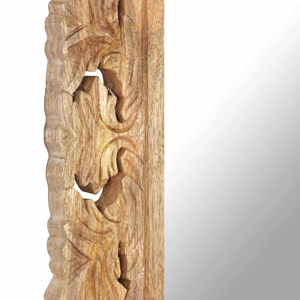 321640 vidaXL Hand Carved Mirror Brown 110x50 cm Solid Mango Wood