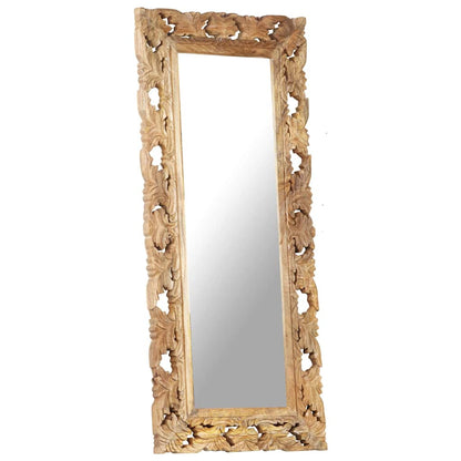 321640 vidaXL Hand Carved Mirror Brown 110x50 cm Solid Mango Wood